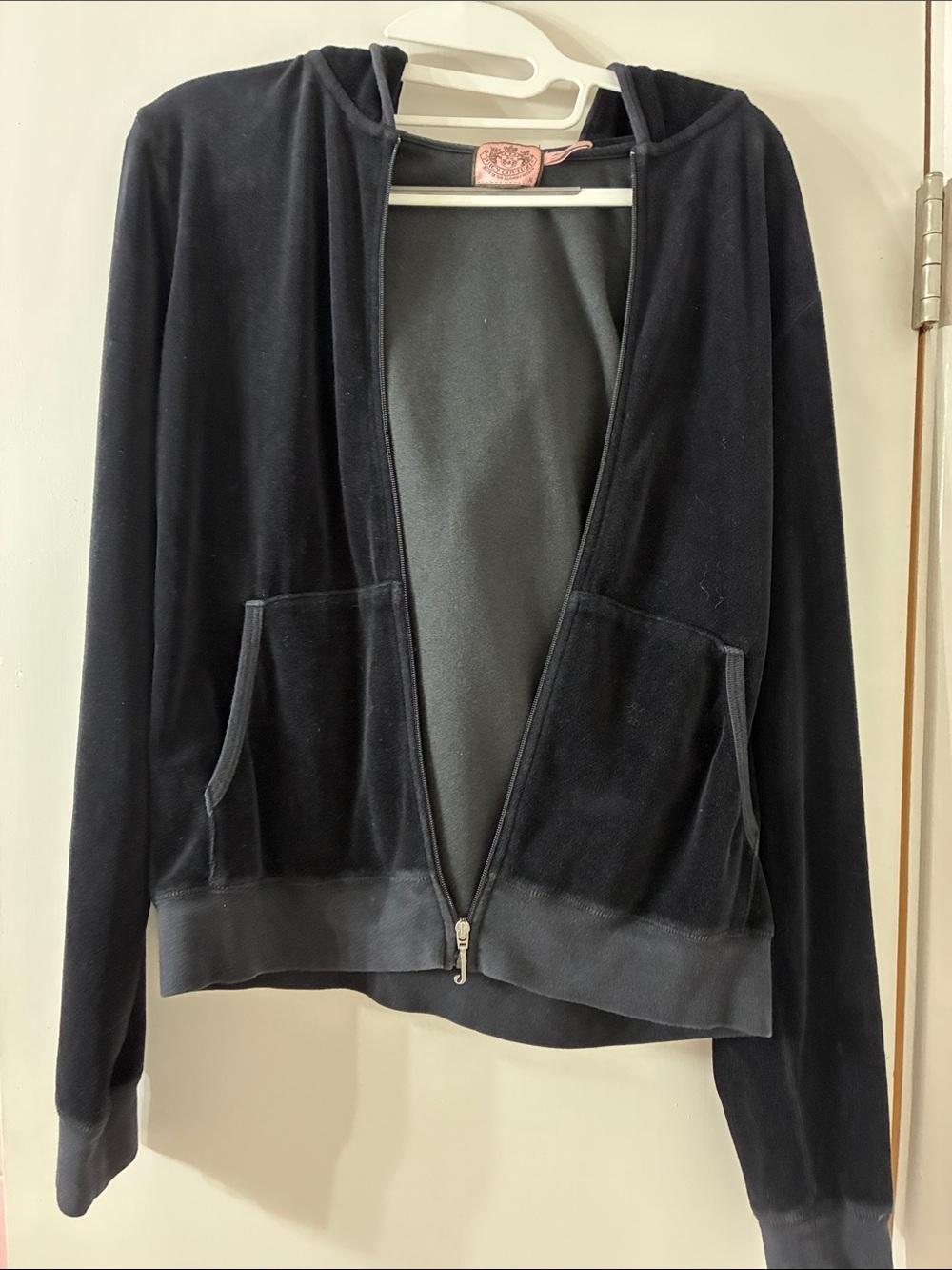 Juicy Couture Black Velour Zip-Up Hoodie